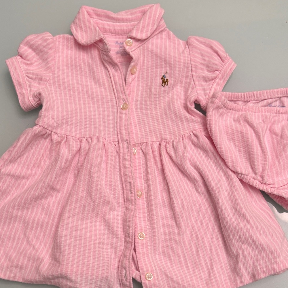 Ralph Lauren Pink Striped Polo Dress with Bloomer